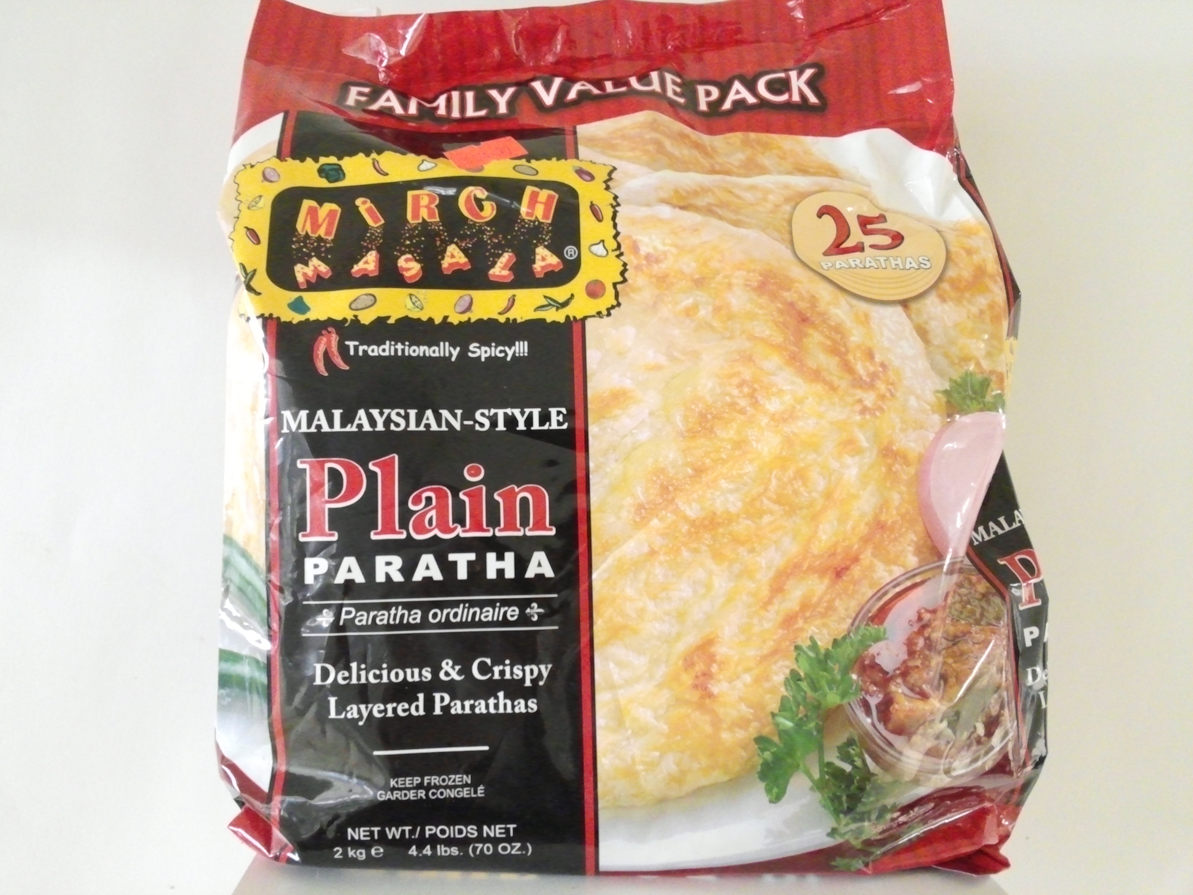 Mirch Masala Plain Paratha (Value Pack) 25 Pcs 70 oz Mirch Masala Plain Paratha (Value Pack) 25 Pcs 70 oz