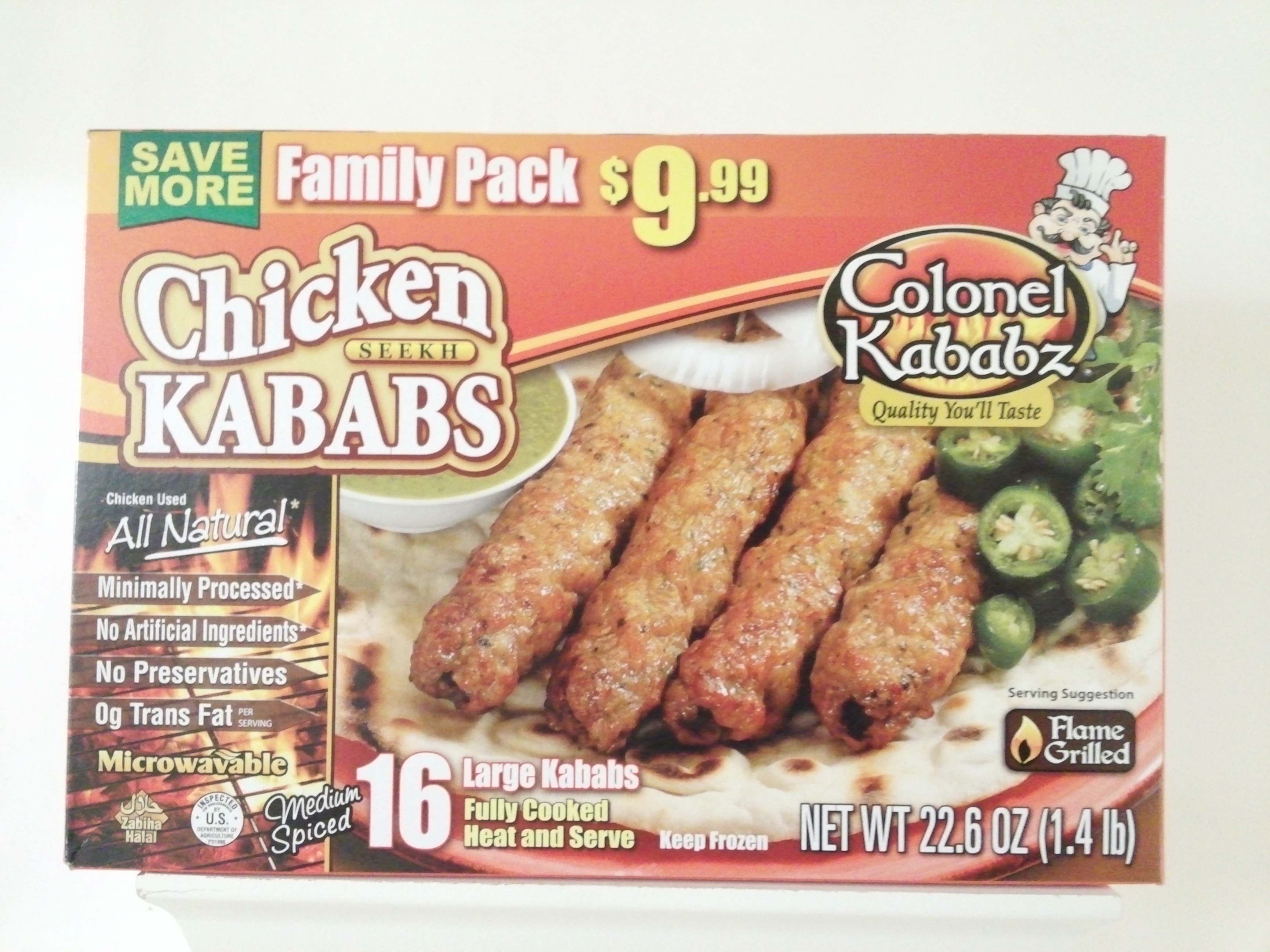 Colonel Chicken Seekh Kabab (Family pack) 16 pcs 1.4 lb