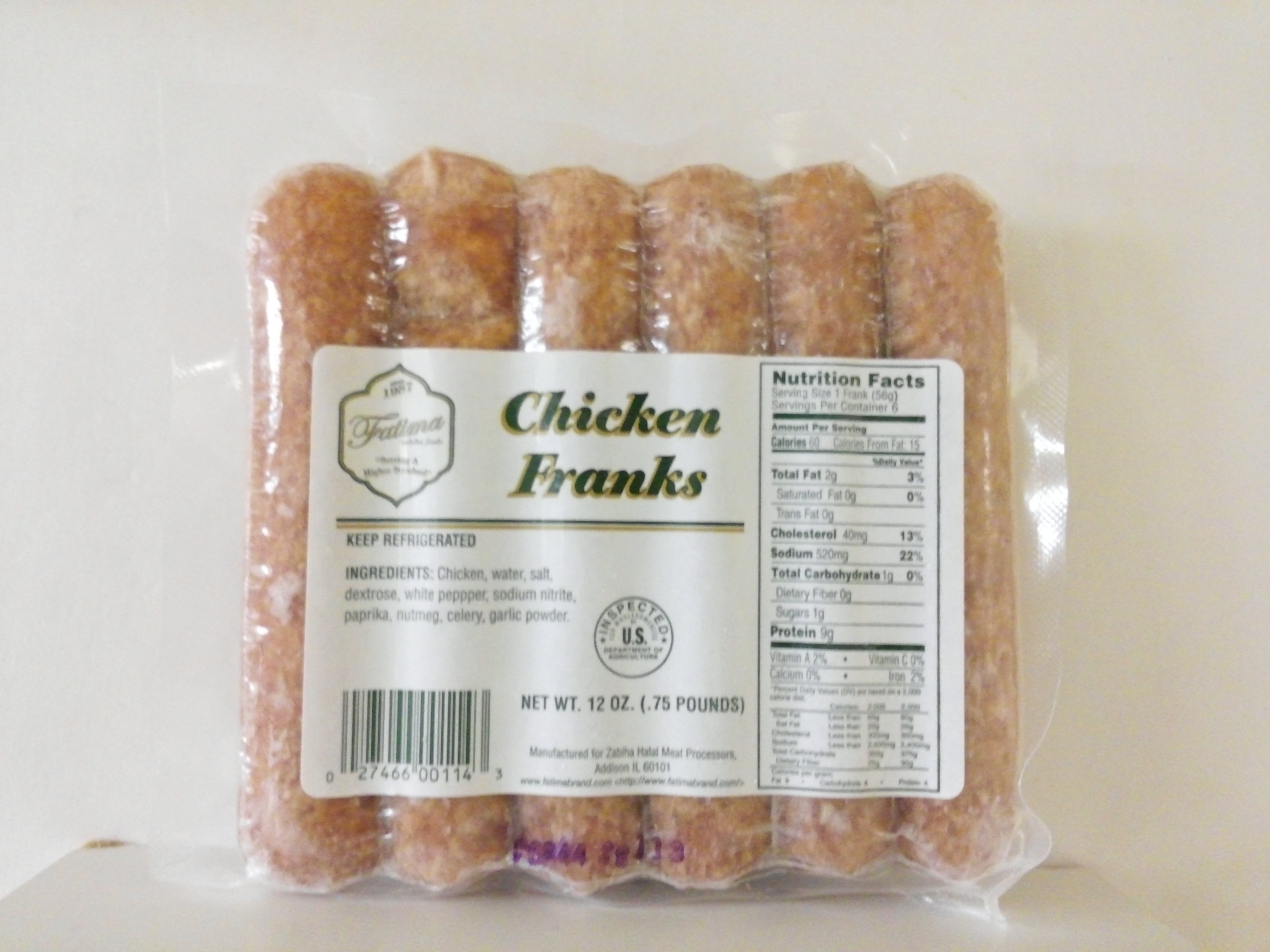 Fatima Chicken Franks 12 oz Fatima Chicken Franks 12 oz