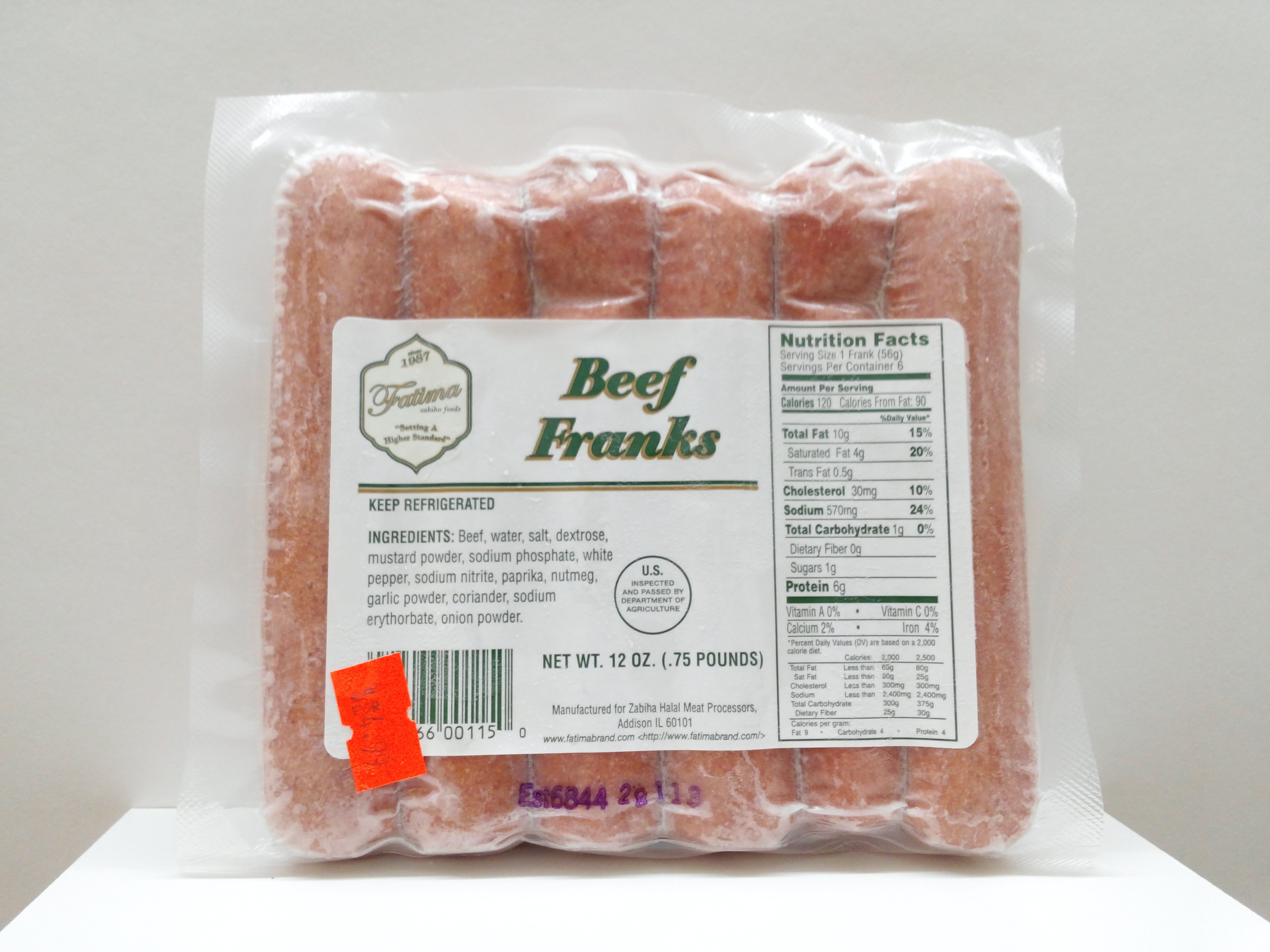 Fatima Beef Franks 12 oz