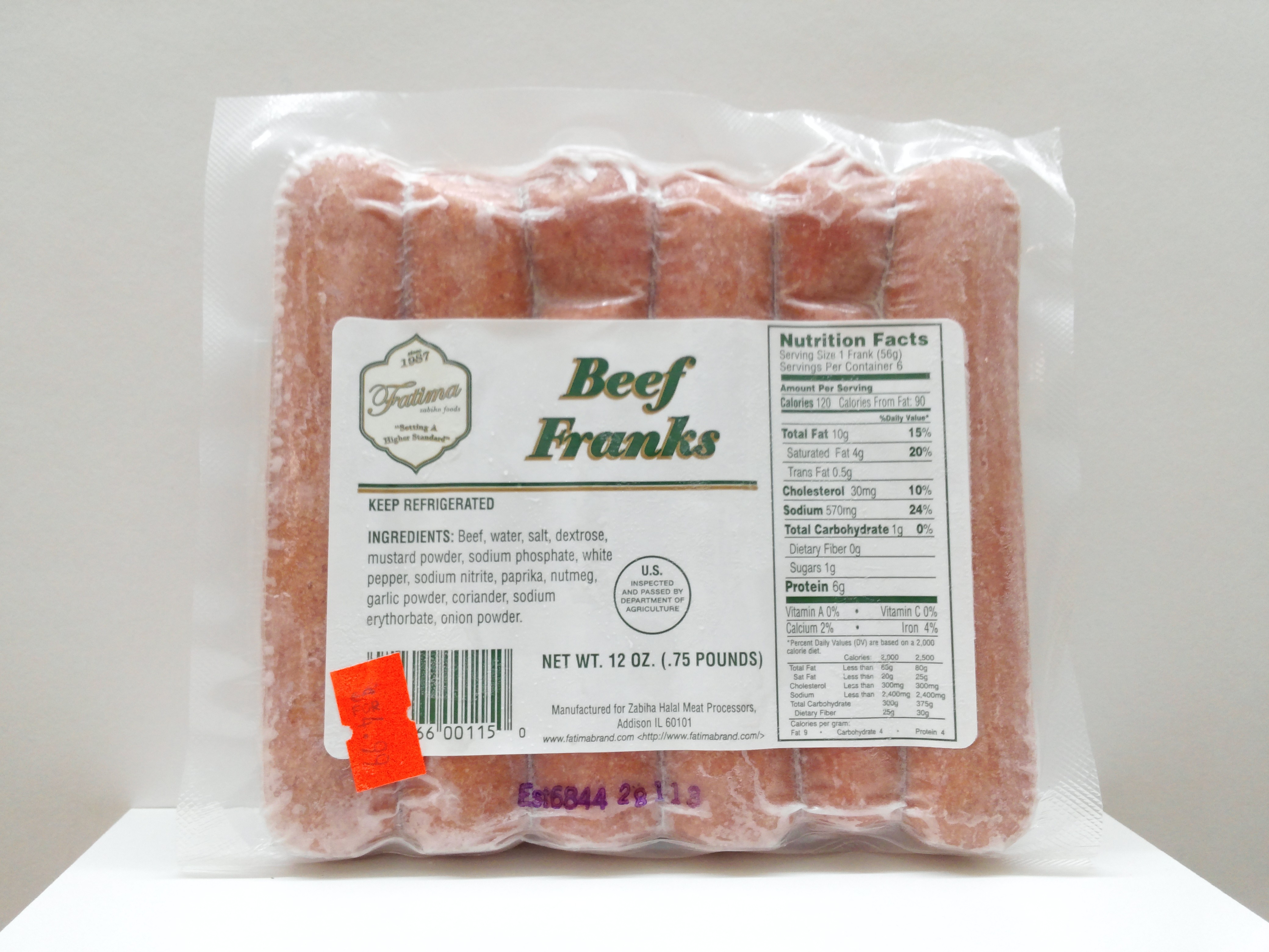 Fatima Beef Franks 12 oz Fatima Beef Franks 12 oz