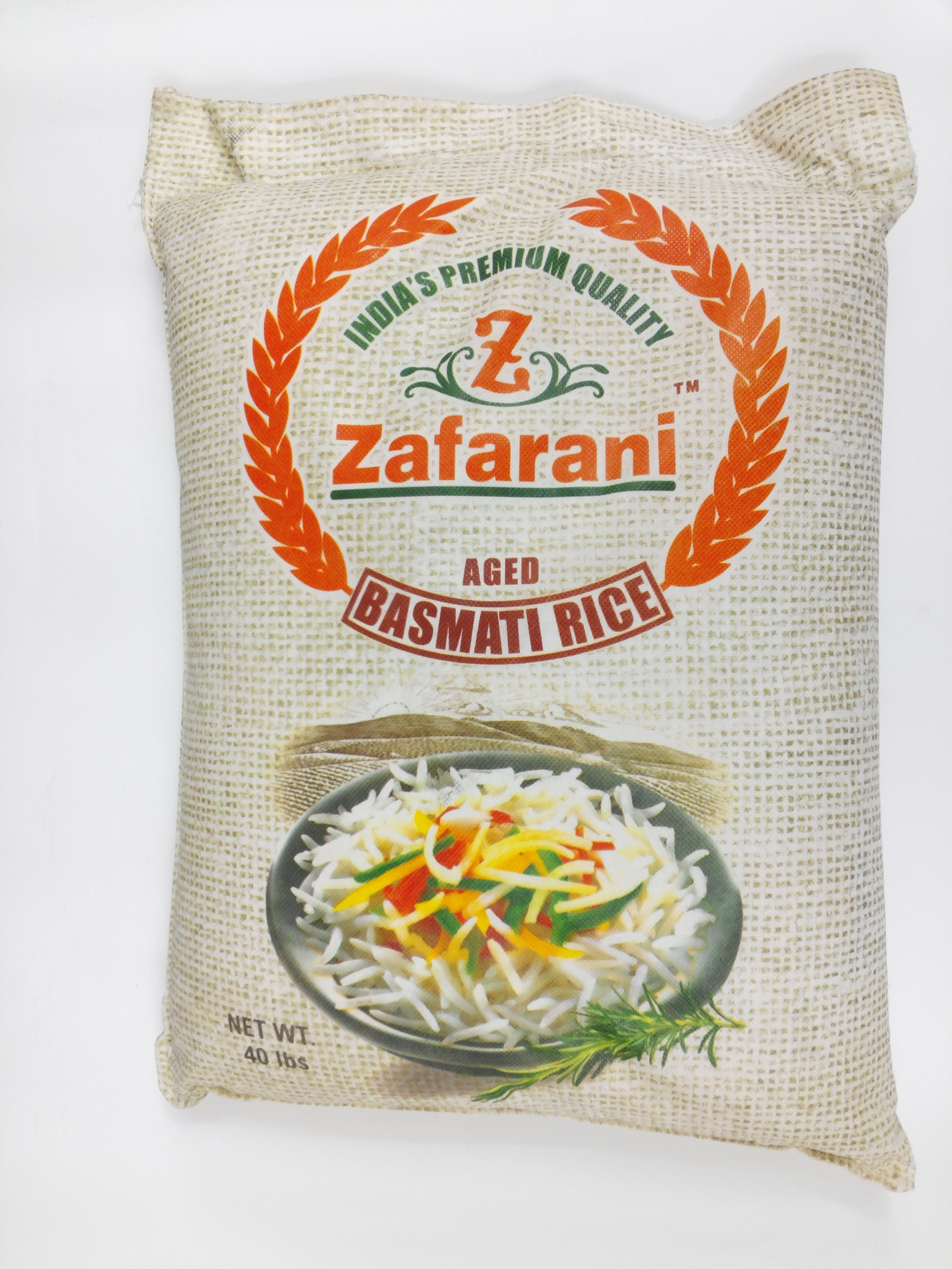 Zafarani Basmati Rice 40 lb