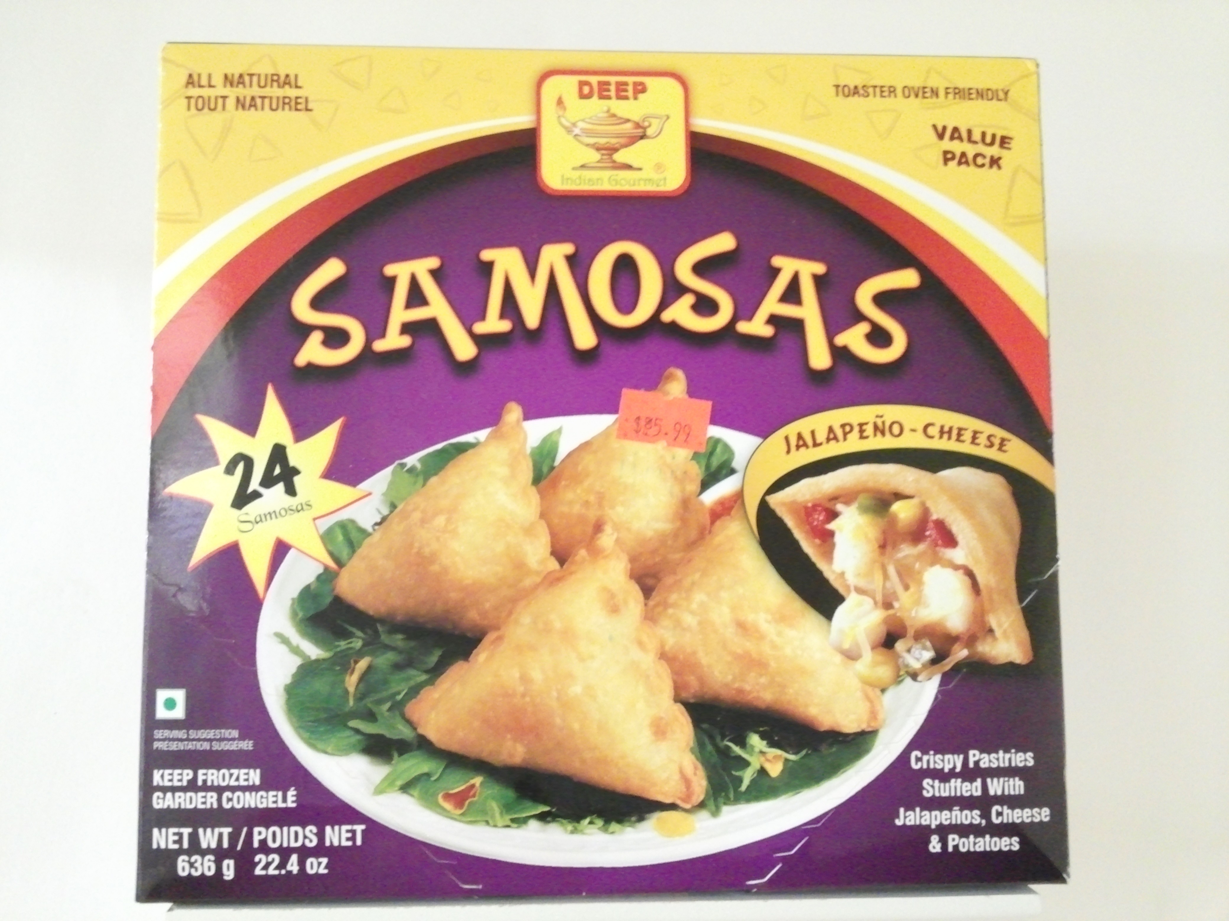 Deep Samosas Jalapeno-Cheese 24 pcs 22.4 oz Deep Samosas Jalapeno-Cheese 24 pcs 22.4 oz