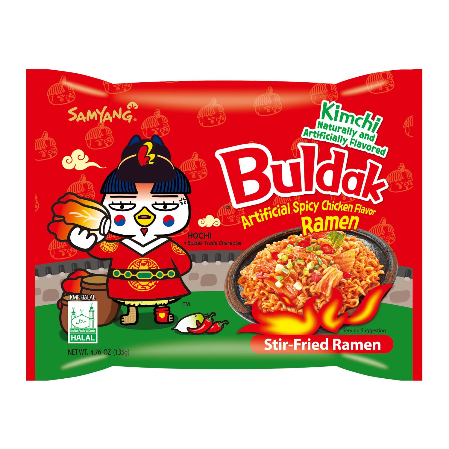 Samyang Buldak Kimchi Naturally & Artificially Flavored Stir-Fried  Ramen Noodles 4.76 oz 