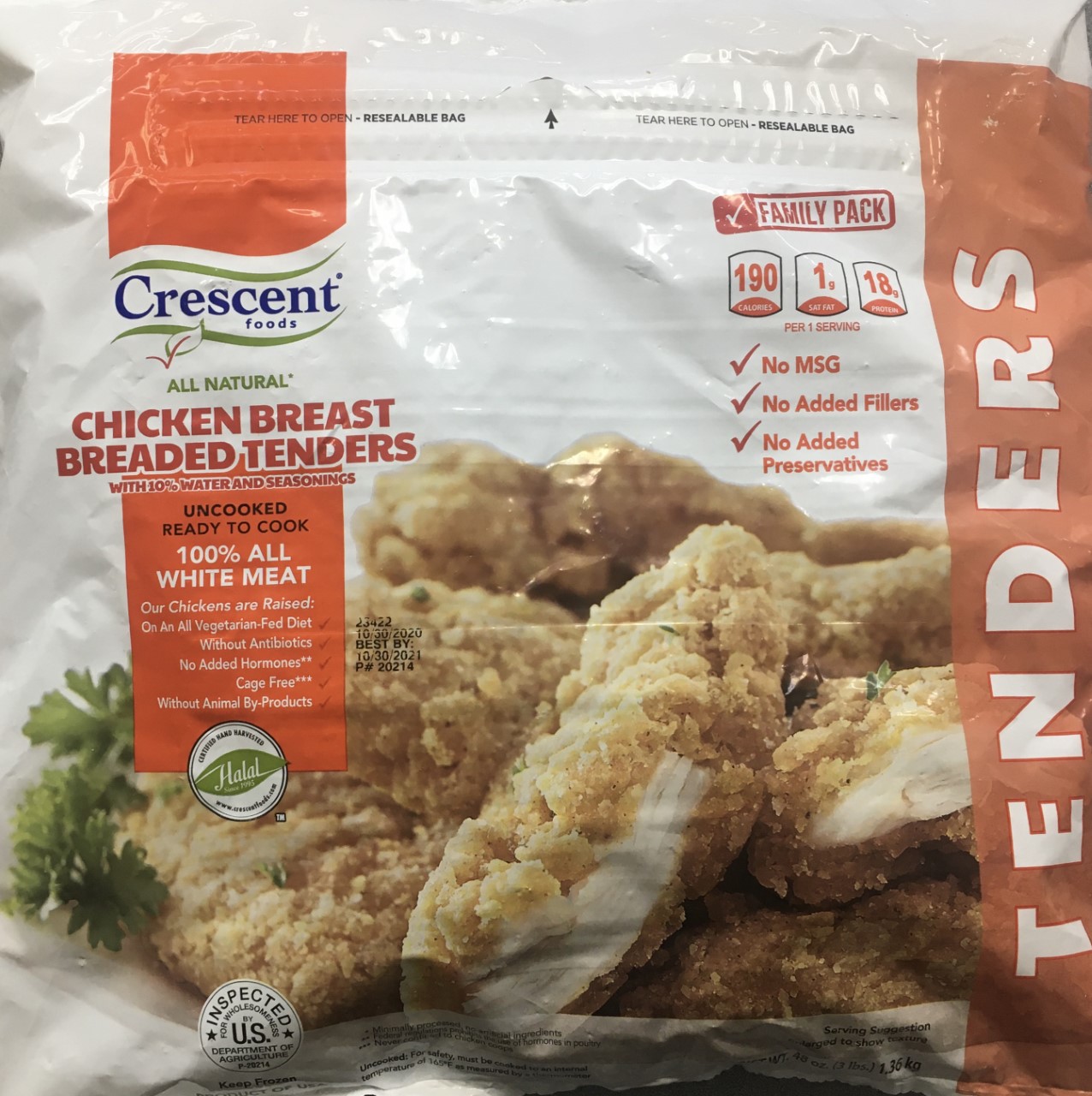 Crescent Foods Chicken Breast Breaded Tenders 3 lbs